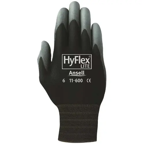 ANSELL HYFLEX LITE DIPPED GLOVES, SIZE 10 Black Pair