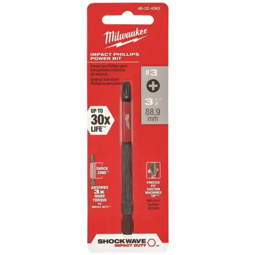 Power Bit, #3 Drive, Phillips Drive, 1/4 in Shank, Hex Shank, 3-1/2 in L, Steel Black Phosphate Power Bit, #3 Drive, Phillips Drive, 1/4 in Shank, Hex Shank, 3-1/2 in L, Steel Black Phosphate