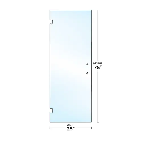3/8" Clear Tempered Swing Shower Glass Panel with 6" CTC Pull Cutout for Geneva & Pinnacle 28" W x 75-9/16" H 3/8" Clear Tempered Swing Shower Glass Panel with 6" CTC Pull Cutout for Geneva & Pinnacle 28" W x 75-9/16" H