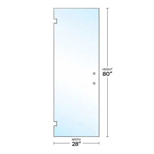 3/8" Clear Tempered Swing Shower Glass Panel with 6" CTC Pull Cutout for Geneva & Pinnacle 28" W x 79-9/16" H 3/8" Clear Tempered Swing Shower Glass Panel with 6" CTC Pull Cutout for Geneva & Pinnacle 28" W x 79-9/16" H