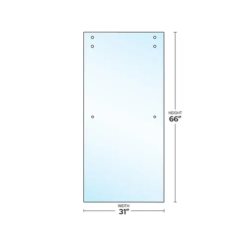 Cambridge Series 3/8" Clear Tempered Sliding Panel Glass with 24" Towel Bar Cutout - 31" W X 65-5/8" H Cambridge Series 3/8" Clear Tempered Sliding Panel Glass with 24" Towel Bar Cutout - 31" W X 65-5/8" H