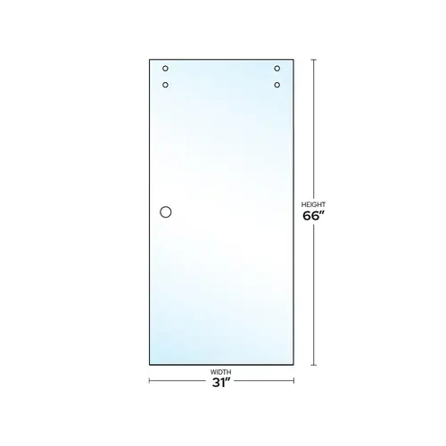 Cambridge Series 3/8" Clear Tempered Sliding Shower Door Panel Glass with Finger Pull Cutout 31" W X 65-5/8" H Cambridge Series 3/8" Clear Tempered Sliding Shower Door Panel Glass with Finger Pull Cutout 31" W X 65-5/8" H