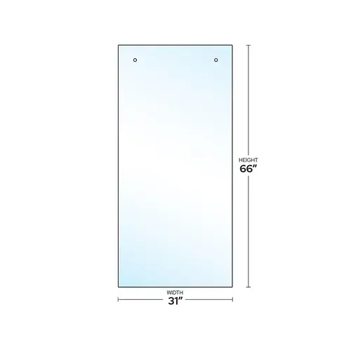 Crescent Series 3/8" Clear Tempered Fixed Shower Glass Panel 31" W X 65-3/4" H Crescent Series 3/8" Clear Tempered Fixed Shower Glass Panel 31" W X 65-3/4" H