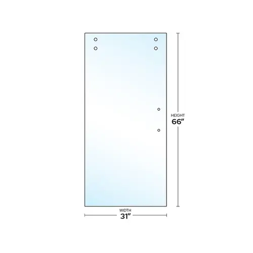 Crescent Series 3/8" Clear Tempered Sliding Shower Door Panel Glass with 8" Pull Handle Cutout - 31" W X 65-11/16" H Crescent Series 3/8" Clear Tempered Sliding Shower Door Panel Glass with 8" Pull Handle Cutout - 31" W X 65-11/16" H