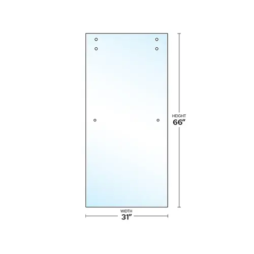 Crescent Series 3/8" Clear Tempered Sliding Shower Door Panel Glass with 24" Towel Bar Cutout - 31" W X 65-11/16" H Crescent Series 3/8" Clear Tempered Sliding Shower Door Panel Glass with 24" Towel Bar Cutout - 31" W X 65-11/16" H