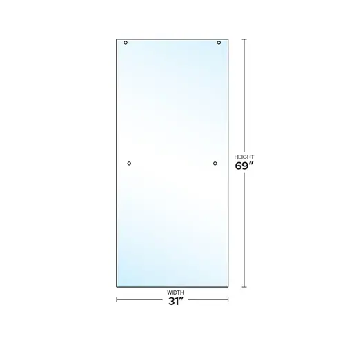 Cottage DK and CK Series 3/8" Clear Tempered Sliding Shower Door Panel Glass with 24" Towel Bar Cutout 31" W x 68-15/16" H Cottage DK and CK Series 3/8" Clear Tempered Sliding Shower Door Panel Glass with 24" Towel Bar Cutout 31" W x 68-15/16" H