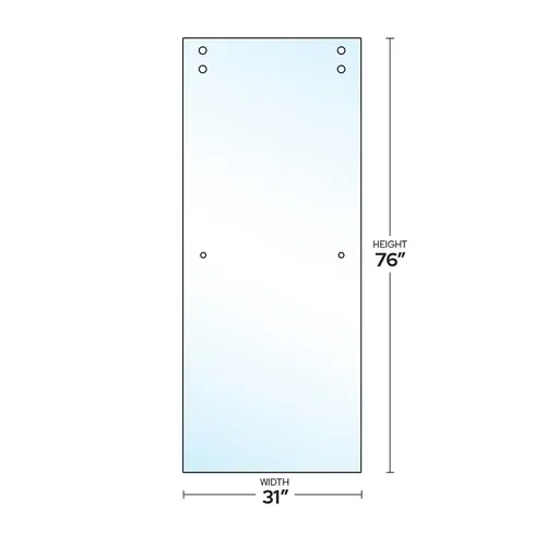 Cambridge Series 3/8" Clear Tempered Sliding Panel Glass with 24" Towel Bar Cutout - 31" W X 75-5/8" H Cambridge Series 3/8" Clear Tempered Sliding Panel Glass with 24" Towel Bar Cutout - 31" W X 75-5/8" H