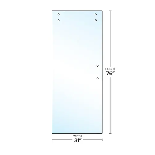 Crescent Series 3/8" Clear Tempered Sliding Shower Door Panel Glass with 8" Pull Handle Cutout - 31" W X 75-11/16" H Crescent Series 3/8" Clear Tempered Sliding Shower Door Panel Glass with 8" Pull Handle Cutout - 31" W X 75-11/16" H