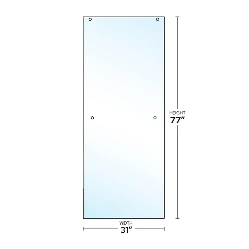 Cottage DK and CK Series 3/8" Clear Tempered Sliding Shower Door Panel Glass with 24" Towel Bar Cutout 31" W x 76-15/16" H Cottage DK and CK Series 3/8" Clear Tempered Sliding Shower Door Panel Glass with 24" Towel Bar Cutout 31" W x 76-15/16" H