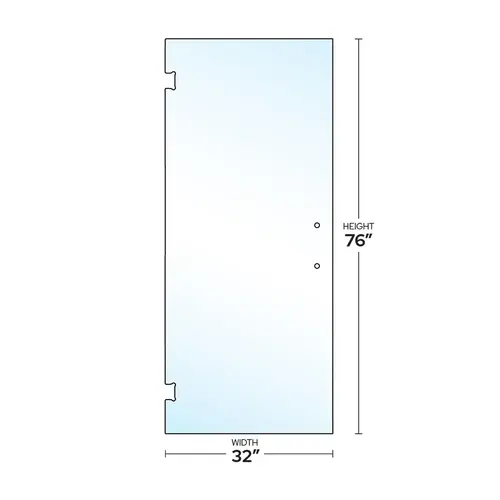 3/8" Clear Tempered Swing Shower Glass Panel with 8" CTC Pull Cutout for Vienna & Cologne Hinges 32" W x 75-9/16" H 3/8" Clear Tempered Swing Shower Glass Panel with 8" CTC Pull Cutout for Vienna & Cologne Hinges 32" W x 75-9/16" H