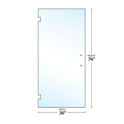 3/8" Clear Tempered Swing Shower Glass Panel with 8" CTC Pull Cutout for Vienna & Cologne Hinges 36" W x 75-9/16" H 3/8" Clear Tempered Swing Shower Glass Panel with 8" CTC Pull Cutout for Vienna & Cologne Hinges 36" W x 75-9/16" H