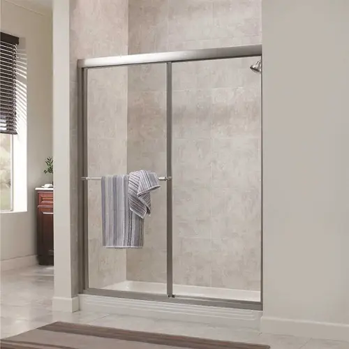 Tides 56 in. to 60 in. x 70 in. H Framed Sliding Shower Door in Silver and Rain Glass