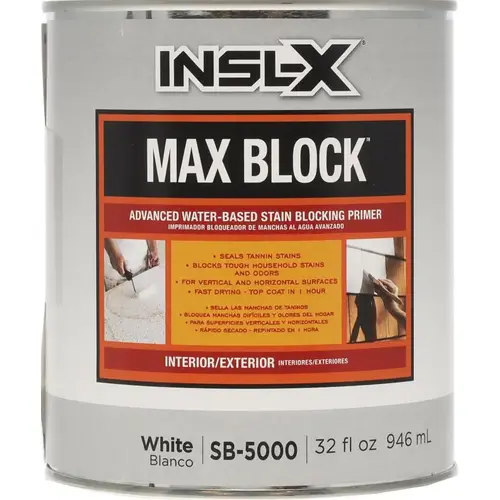 Insl-X Max Block Advanced Stain Blocking Primer, Gloss, White, 1 qt Insl-X Max Block Advanced Stain Blocking Primer, Gloss, White, 1 qt