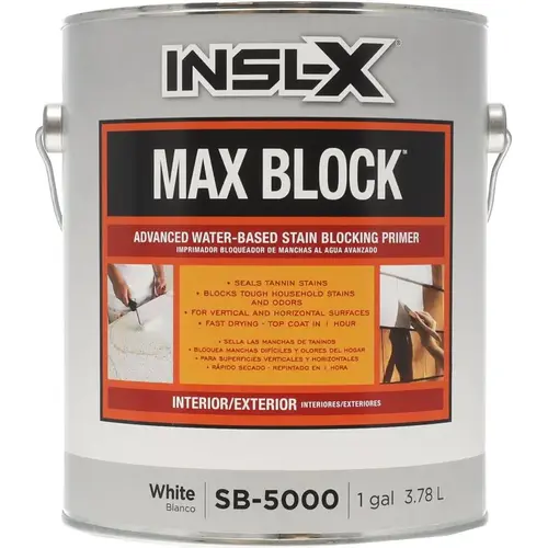 Insl-X Max Block Advanced Stain Blocking Primer, Gloss, White, 1 gal Insl-X Max Block Advanced Stain Blocking Primer, Gloss, White, 1 gal