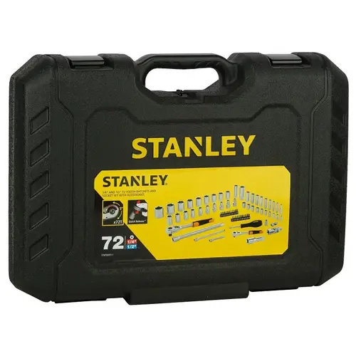 STANLEY Ratchet and Socket Set, Chrome STANLEY Ratchet and Socket Set, Chrome