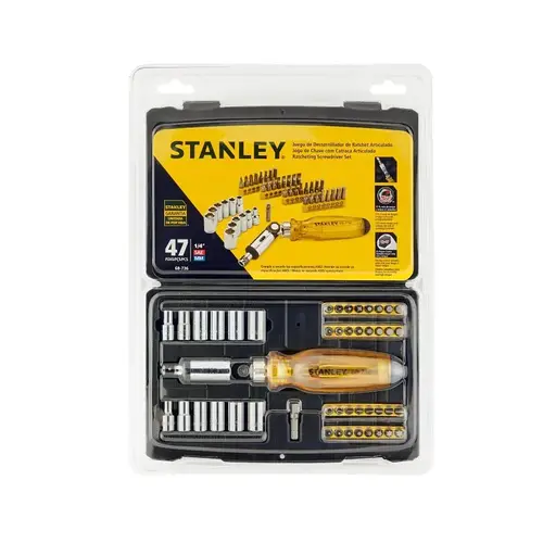 STANLEY Ratchet Wrench Set, 47 -Piece, Chrome Vanadium Steel/PVC STANLEY Ratchet Wrench Set, 47 -Piece, Chrome Vanadium Steel/PVC