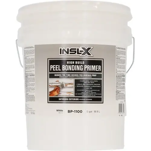 Insl-X High Build BP-1100-099-05 Peel Bonding Primer, Flat, White, 5 gal Insl-X High Build BP-1100-099-05 Peel Bonding Primer, Flat, White, 5 gal