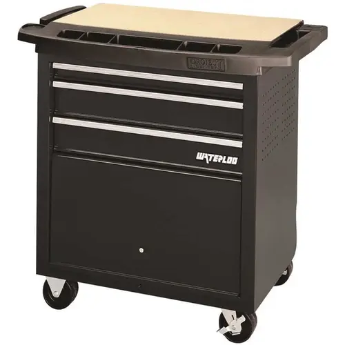 3 DRAWER ROLLING PROJECT CENTER WITH BULK BIN, BLACK 3 DRAWER ROLLING PROJECT CENTER WITH BULK BIN, BLACK