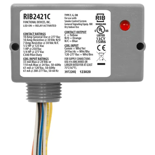 Enclosed Relay 10amp Spdt w/24vac/dc/120-277vac Coil - Enclosed Relay 10amp Spdt w/24vac/dc/120-277vac Coil -