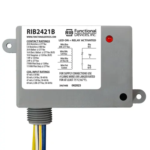 Enclosed Relay 20 Amp SPDT with 24 Vac/dc/208-277 Vac/120 Vac Coil Enclosed Relay 20 Amp SPDT with 24 Vac/dc/208-277 Vac/120 Vac Coil