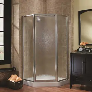 Foremost TDNA0470-OB-BN Tides 16-3/4 in. x 24 in. x 16-3/4 in. x 70 in. Framed Neo-Angle Shower Door in Brushed Nickel and Obscure Glass
