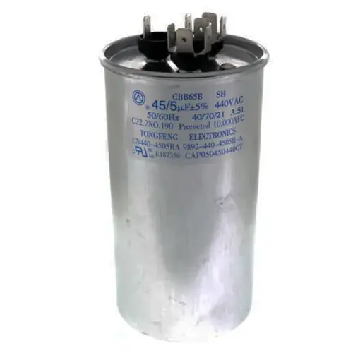 Cap 5/45 MFD 440v Dual Round Capicitor Replaces CAP050450440RTS CAB050450440CT Cap 5/45 MFD 440v Dual Round Capicitor Replaces CAP050450440RTS CAB050450440CT