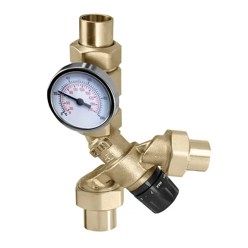 Anglemix 3-way Mixing Valve 3/4" Press w/checkgauge Anglemix 3-way Mixing Valve 3/4" Press w/checkgauge