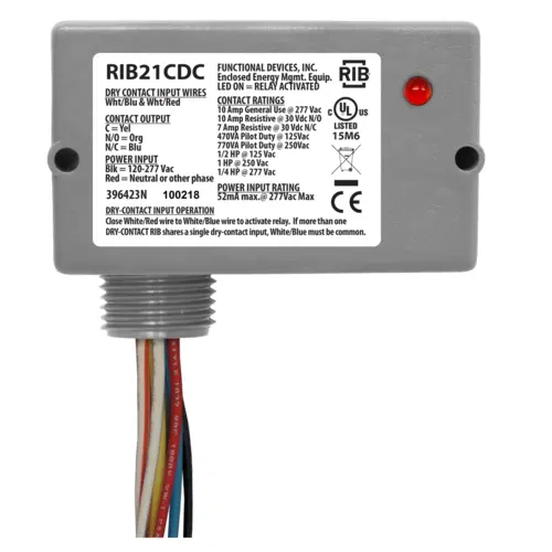 Enclosed pilot Relayclass2 Dry Contact Input120-277vac pwr 10a Spdt Enclosed pilot Relayclass2 Dry Contact Input120-277vac pwr 10a Spdt