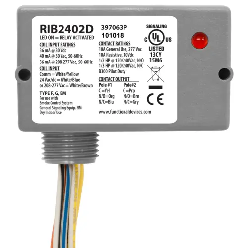 Enclosed Relay 10amp DPDT 24vac/dc/208-277vac Enclosed Relay 10amp DPDT 24vac/dc/208-277vac