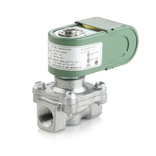 120v 2 Way N.C. 1" NPT. Safety Shutoff Gas Solenoid Valve 755000 BTU 1.5 PSI Max 120v 2 Way N.C. 1" NPT. Safety Shutoff Gas Solenoid Valve 755000 BTU 1.5 PSI Max