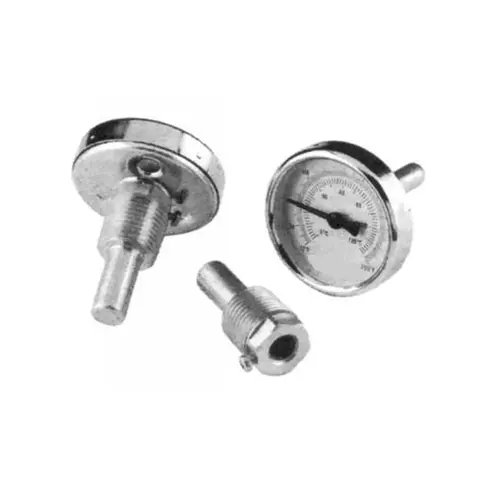 Thermometer With Well. 2" 32-250F Temp. Range. Steel Case Brass Well. Thermometer With Well. 2" 32-250F Temp. Range. Steel Case Brass Well.