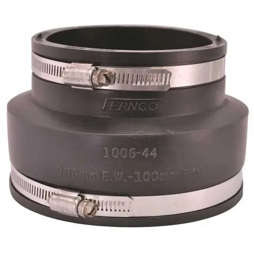 "4" Fernco Flexible PVC Clamp Coupling - 4.3 PSI Black "