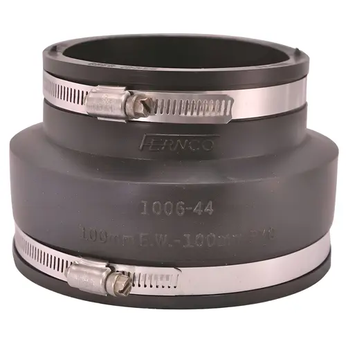 "4" Fernco Flexible PVC Clamp Coupling - 4.3 PSI Black " "4" Fernco Flexible PVC Clamp Coupling - 4.3 PSI Black "