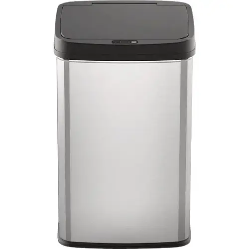 Gallon Rectangular Motion Sensor Trash Can, Stainless Steel, Silver Gallon Rectangular Motion Sensor Trash Can, Stainless Steel, Silver