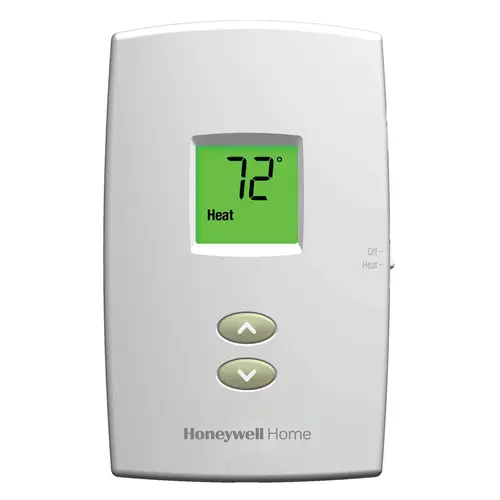 24v Or 750mv Single Stage Pro 1000 Vertical Mount Non Programmable Heat Only Digital Thermostat With Backlit Display Battery Powered Or Hardwired 40-90F Replaces TH1100D1001 24v Or 750mv Single Stage Pro 1000 Vertical Mount Non Programmable Heat Only Digital Thermostat With Backlit Display Battery Powered Or Hardwired 40-90F Replaces TH1100D1001