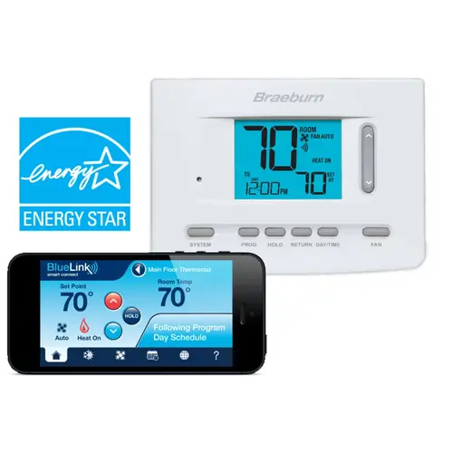 24v Multistage 4 Wire Bluelink Smart WIFI Universal Programmable/Non Programmable Thermostat 2H-2C Conventional 3H-2C Heatpump With Backlight Temp Limits Keypad Lockout Hard Wired Or Battery Powered 4 24v Multistage 4 Wire Bluelink Smart WIFI Universal Programmable/Non Programmable Thermostat 2H-2C Conventional 3H-2C Heatpump With Backlight Temp Limits Keypad Lockout Hard Wired Or Battery Powered 4