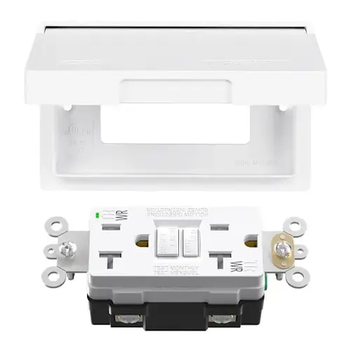 20 Amp Gfci With Horizontal Outdoor Cover, Matte White - pack of 4 20 Amp Gfci With Horizontal Outdoor Cover, Matte White - pack of 4