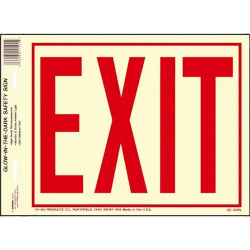 Exit 6in Ltrs Sign Hg Photolumin 24 X 24"-Glow In Dark - pack of 10 Exit 6in Ltrs Sign Hg Photolumin 24 X 24"-Glow In Dark - pack of 10