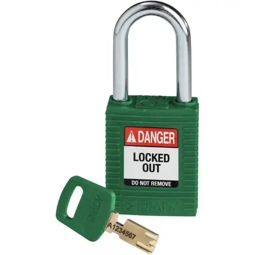 Safekey 1.5 In Steel Shackle Keyed Different Nylon Padlock Green - pack of 12 Safekey 1.5 In Steel Shackle Keyed Different Nylon Padlock Green - pack of 12