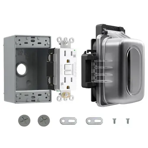 15 Amp Gfci With Outdoor Cover And Box, Matte White - pack of 4 15 Amp Gfci With Outdoor Cover And Box, Matte White - pack of 4