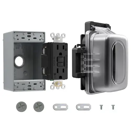 15 Amp Gfci With Outdoor Cover And Box, Matte Black - pack of 4 15 Amp Gfci With Outdoor Cover And Box, Matte Black - pack of 4