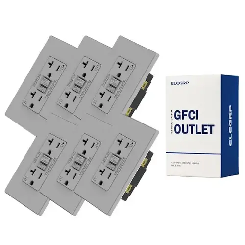 20a Gfci, Screwless Wall Plate, Tamper Resist, Matte Grey - pack of 6 20a Gfci, Screwless Wall Plate, Tamper Resist, Matte Grey - pack of 6