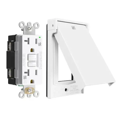 20 Amp Gfci With Vertical Outdoor Cover, Matte White - pack of 4 20 Amp Gfci With Vertical Outdoor Cover, Matte White - pack of 4