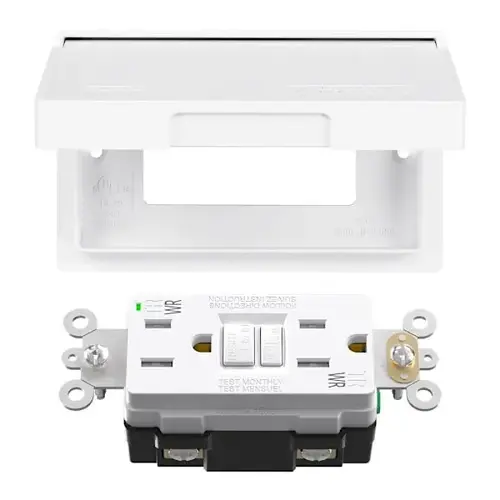 15 Amp Gfci With Horizontal Outdoor Cover, Matte White - pack of 4 15 Amp Gfci With Horizontal Outdoor Cover, Matte White - pack of 4