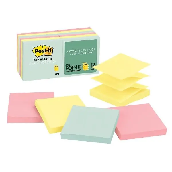 POST-IT Marseille Assorted Colors Original Pop-Up Refill 3 X 3 - pack of 12 R330-12AP