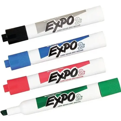 Low-Odor Dry-Erase Markers, Chisel Point, Assorted Colors - pack of 4 Low-Odor Dry-Erase Markers, Chisel Point, Assorted Colors - pack of 4