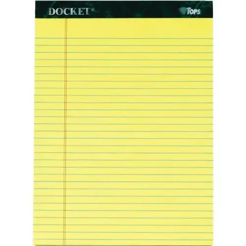 Docket Writing Pads, 8-1/2" X 11", Legal Ruled, Canary Yellow - pack of 12 Docket Writing Pads, 8-1/2" X 11", Legal Ruled, Canary Yellow - pack of 12