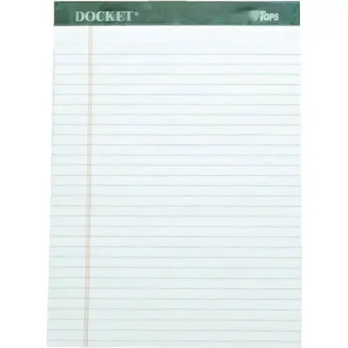 Docket Writing Pads, 8-1/2" X 11", Legal Ruled, White - pack of 12 Docket Writing Pads, 8-1/2" X 11", Legal Ruled, White - pack of 12
