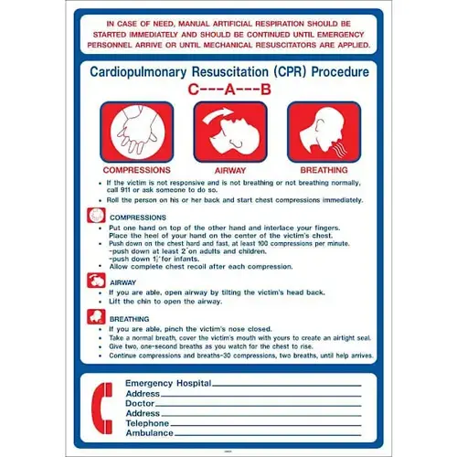 Rescue CPR Breathing 28x20" Sign - pack of 5 Rescue CPR Breathing 28x20" Sign - pack of 5