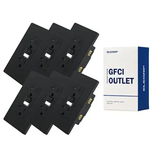 20 Amp Gfci With Nightlight, Screwless Wall Plate, Black - pack of 6 20 Amp Gfci With Nightlight, Screwless Wall Plate, Black - pack of 6